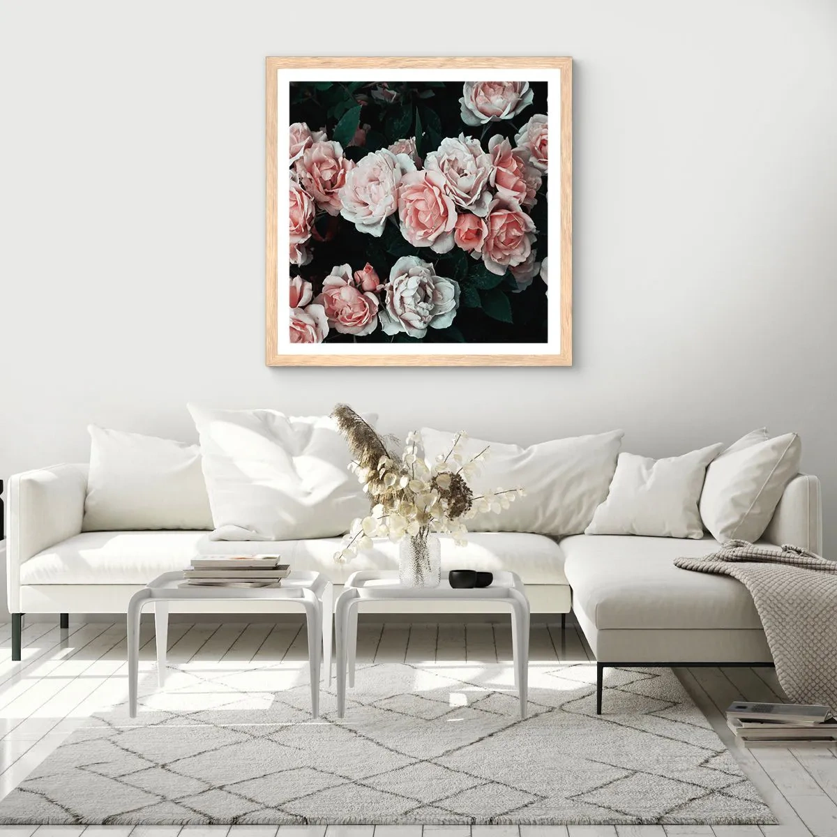 Poster in cornice rovere chiaro - Composizione di rose - 50x50 cm