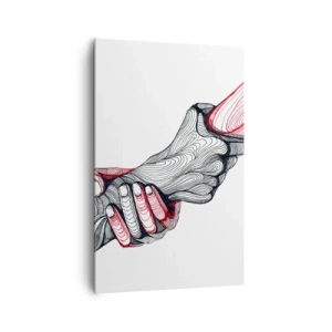 Quadro su tela - Stampe su Tela - Mani artistiche che si tengono in uno stile minimalista - 80x120cm - Sei in buone mani - Decorazione murale moderna per soggiorno e camera da letto ARTTOR