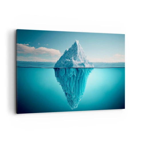 Quadro su tela - Stampe su Tela - Un iceberg visibile sopra e sotto la superficie dell'acqua - 100x70cm - Il re del ghiaccio - Decorazione murale moderna per soggiorno e camera da letto ARTTOR