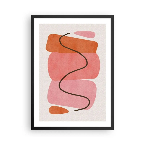 Poster in cornice nera - Composizione astratta di forme geometriche - 50x70cm - Il delicato movimento delle forme - Decorazione murale moderna per soggiorno e camera da letto ARTTOR