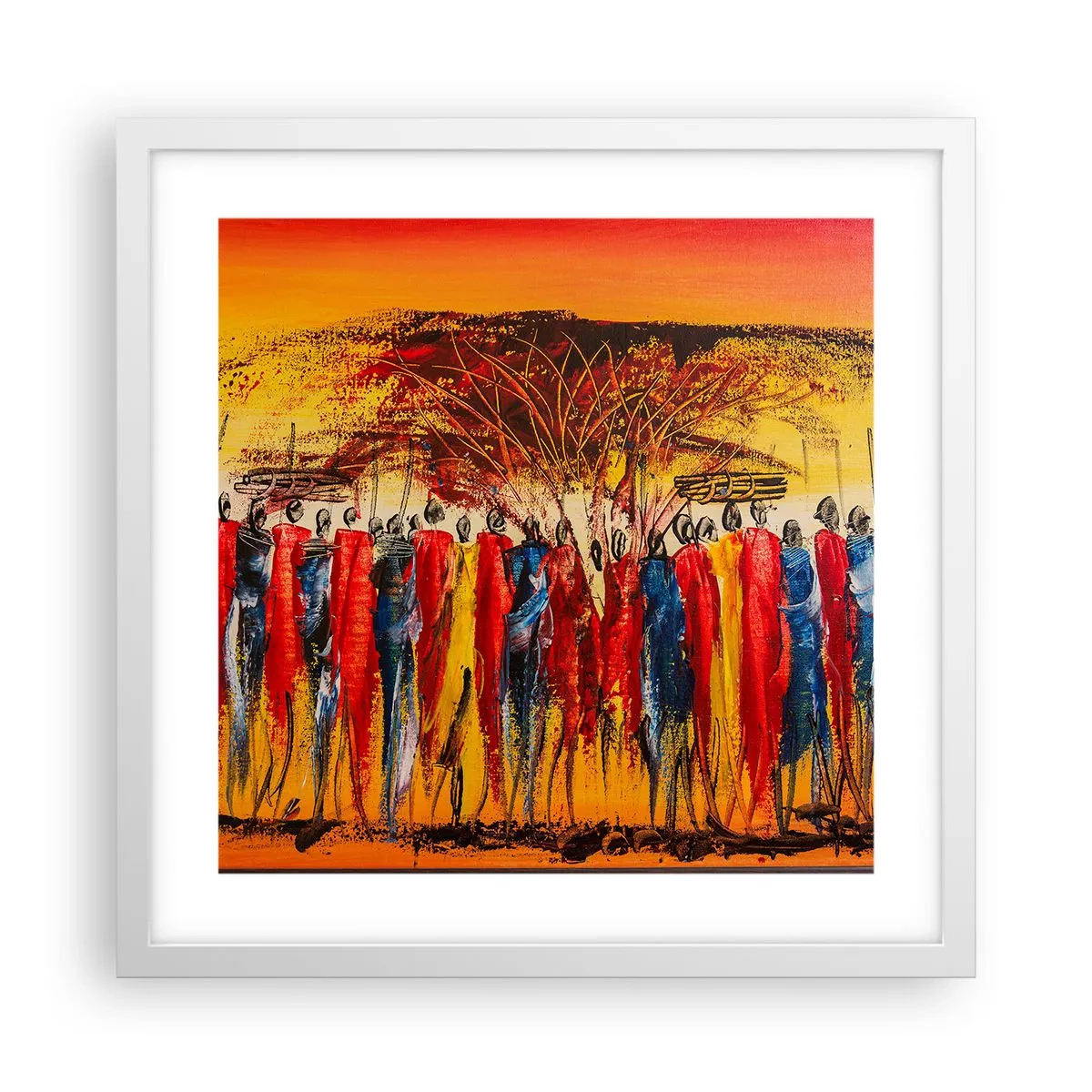 Poster in cornice bianca - Al suono dei tam tam - 40x40 cm