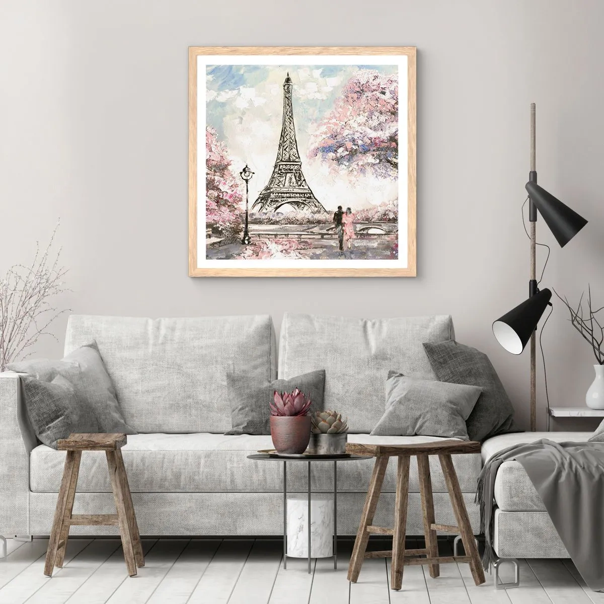Poster in cornice rovere chiaro - Passeggiata a Parigi in aprile - 50x50 cm