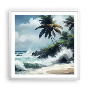 Poster in cornice bianca - Sulla riva tropicale - 60x60 cm