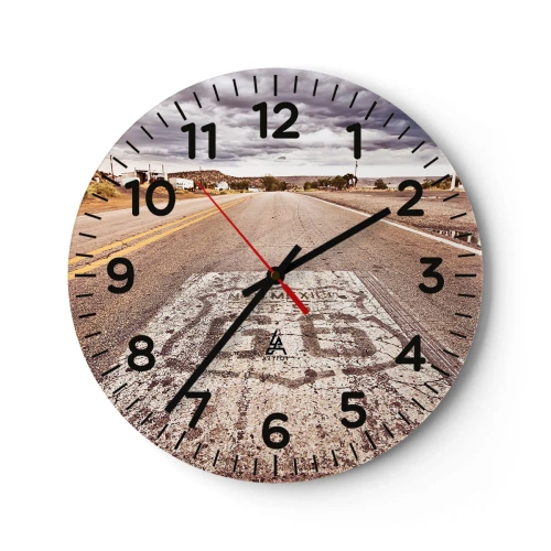 Orologio da parete - Orologio in Vetro - La Route 66: una leggenda americana - 30x30 cm