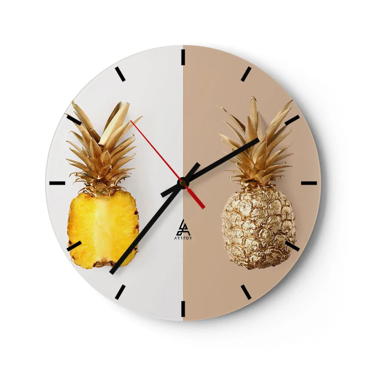 Orologio da parete - Orologio in Vetro - Ananas per due - 40x40 cm