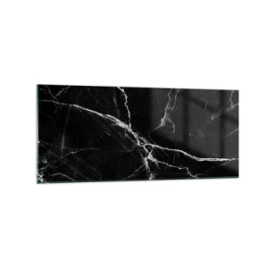Quadro su vetro - Marmo nero con venature bianche nei dettagli - 120x50cm - La vita segreta delle pietre - Decorazione murale moderna per soggiorno e camera da letto ARTTOR
