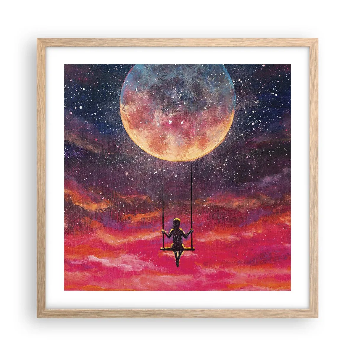 Poster in cornice rovere chiaro - Con la testa tra le nuvole - 50x50 cm