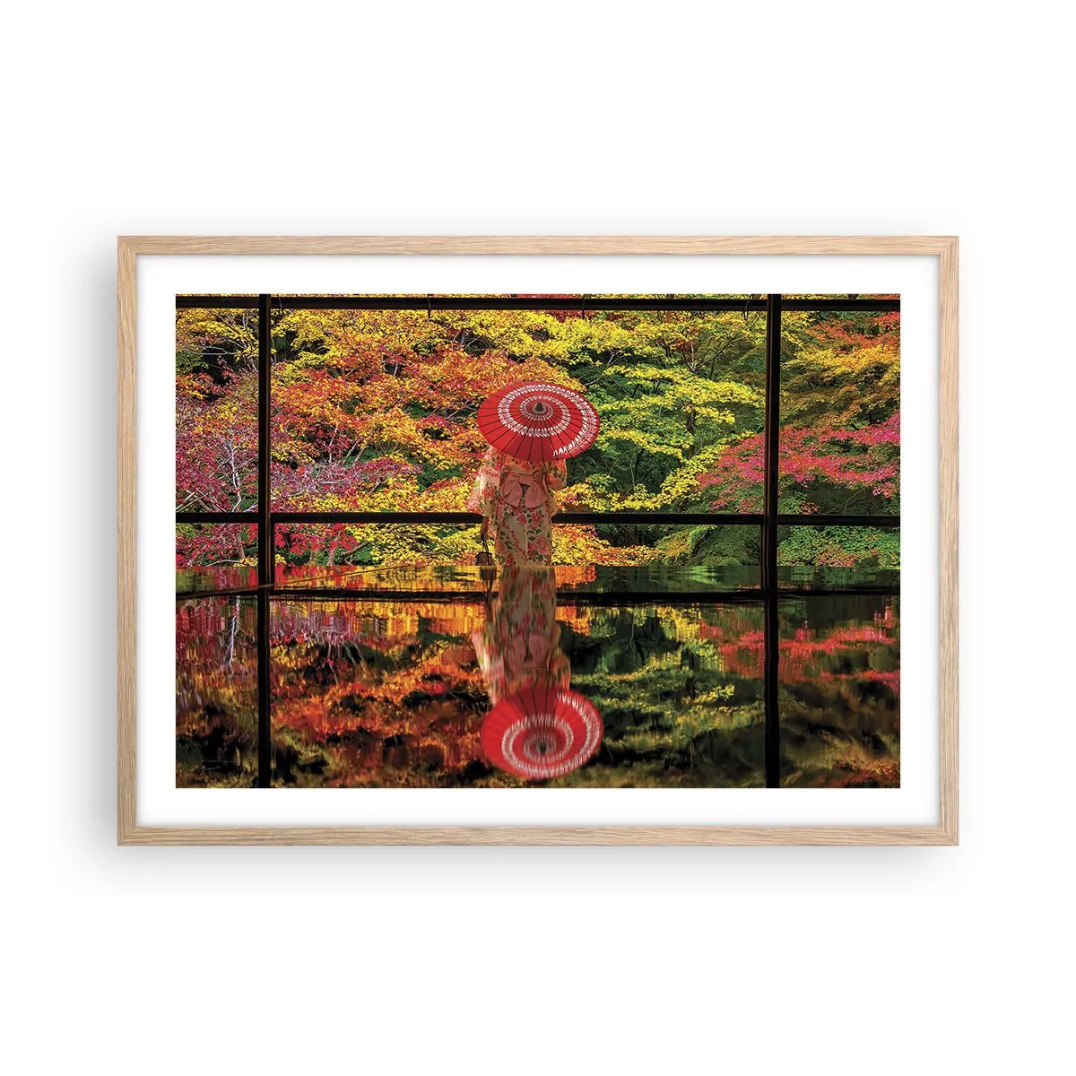 Poster in cornice rovere chiaro - Nel tempio della natura - 70x50 cm