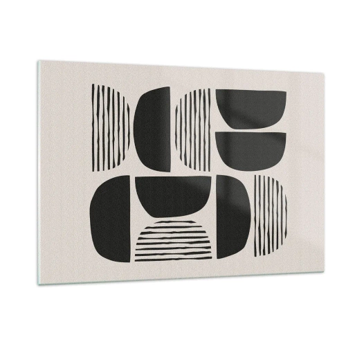 Quadro su vetro - Composizione astratta di forme geometriche con linee - 120x80cm - Sistemi di metà - Decorazione murale moderna per soggiorno e camera da letto ARTTOR