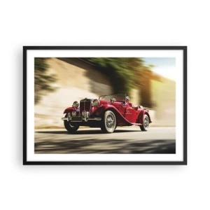 Poster in cornice nera - Auto d'epoca rossa in movimento su una strada soleggiata - 70x50cm - Più bella della Nike di Samotracia - Decorazione murale moderna per soggiorno e camera da letto ARTTOR