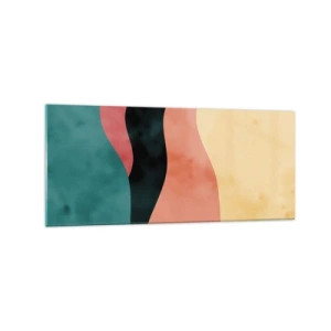 Quadro su vetro - Onde astratte in colori pastello - 120x50cm - Difformità conforme - Decorazione murale moderna per soggiorno e camera da letto ARTTOR