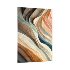 Quadro su vetro - Strati colorati che ricordano le pieghe della roccia e della sabbia - 50x70cm - L'attimo prima del cambiamento - Decorazione murale moderna per soggiorno e camera da letto ARTTOR