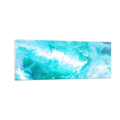 Quadro su vetro - Vortice astratto nei toni del blu - 140x50cm - Nel vortice degli elementi - Decorazione murale moderna per soggiorno e camera da letto ARTTOR