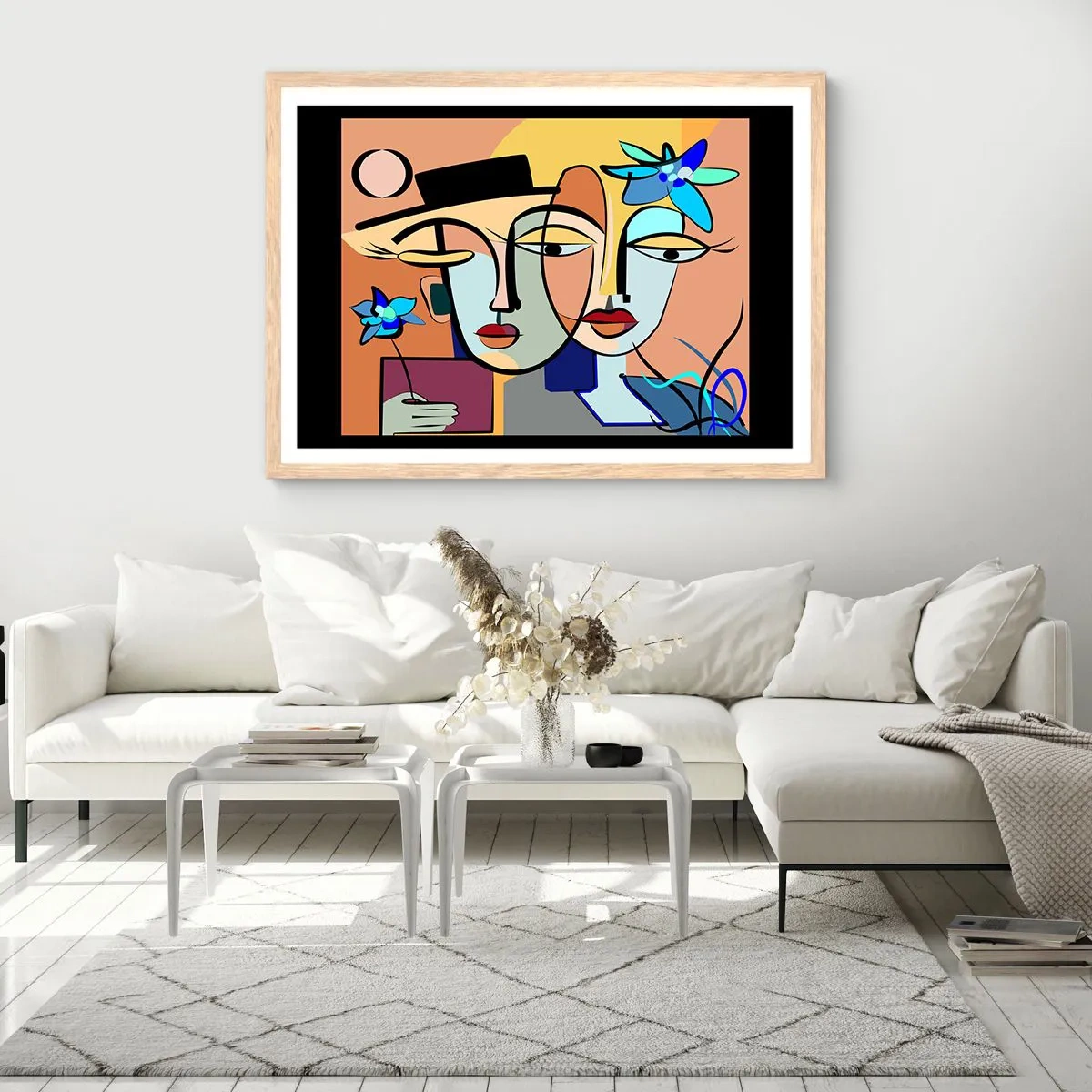 Poster in cornice rovere chiaro - Appuntamento in stile Picasso - 91x61 cm