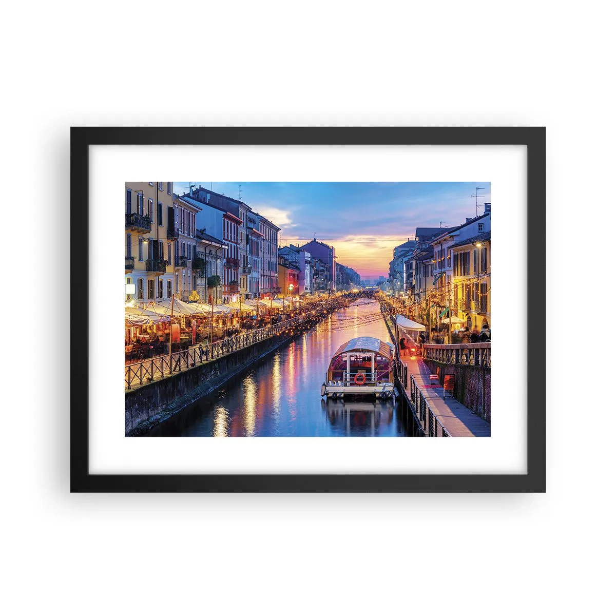 Poster in cornice nera - Sera di luce e di divertimento - 40x30 cm