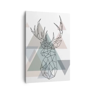 Quadro su tela - Stampe su Tela - Cervo geometrico su uno sfondo di triangoli pastello - 70x100cm - Nel bosco geometrico - Decorazione murale moderna per soggiorno e camera da letto ARTTOR