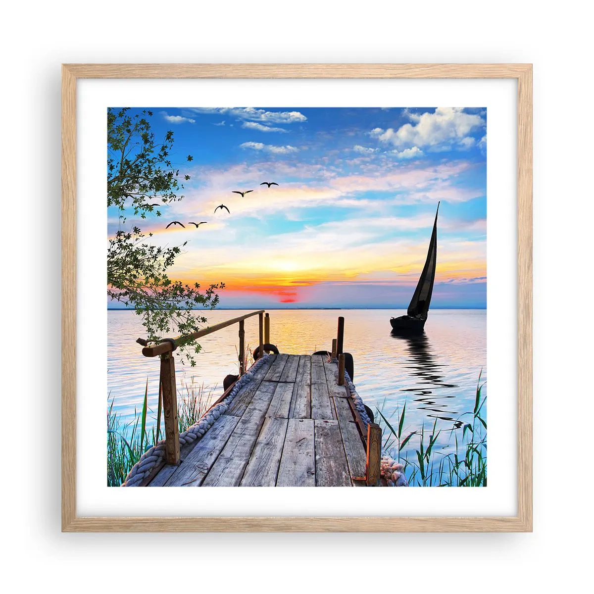 Poster in cornice rovere chiaro - Buona sera - 50x50 cm