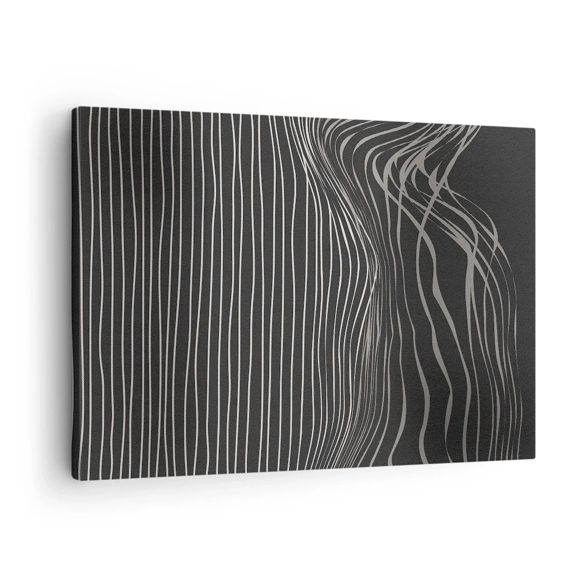 Quadro su tela - Stampe su Tela - Linee bianche su sfondo grigio scuro in una disposizione astratta - 70x50cm - Ritmo e accento - Decorazione murale moderna per soggiorno e camera da letto ARTTOR