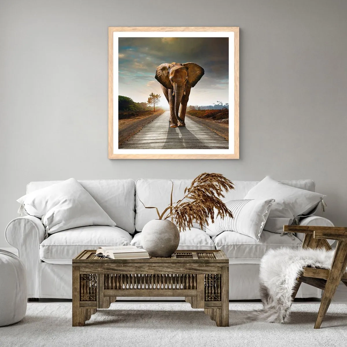 Poster in cornice rovere chiaro - E non nel negozio di cristalli - 60x60 cm