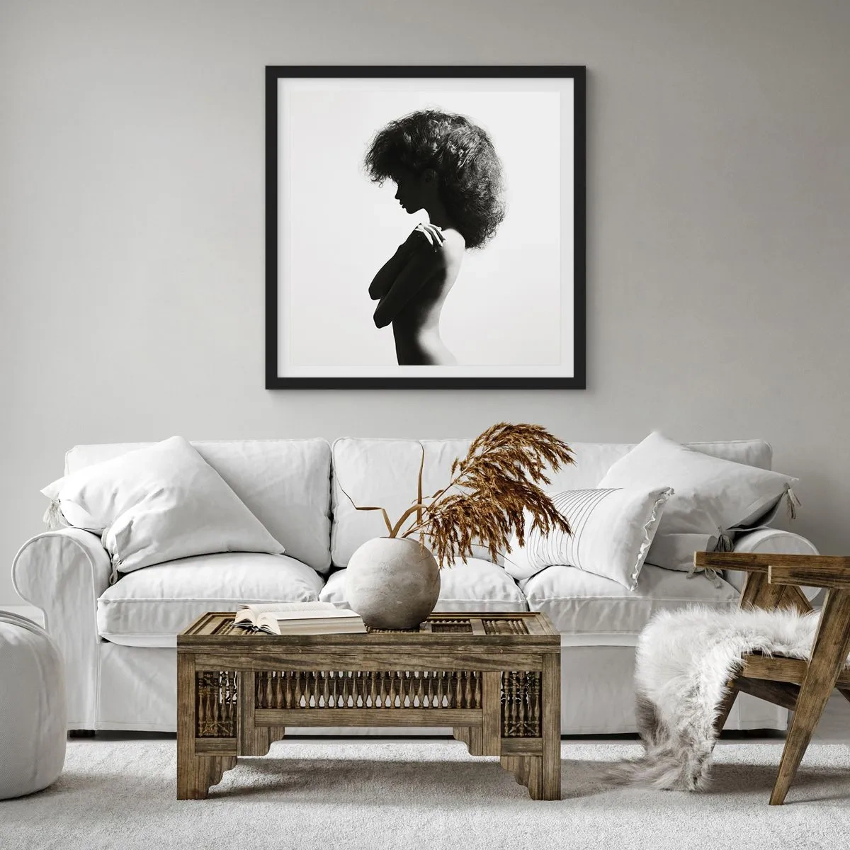 Poster in cornice nera - Come un fiore su un gambo snello - 40x40 cm