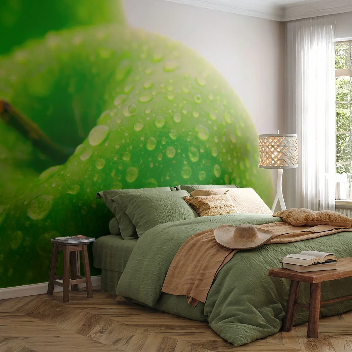 Fotomurali Autoadesivo Deluxe Sticker - Rinfrescante verde freschezza - Frutta, Mela, Gastronomia - 100x70 cm