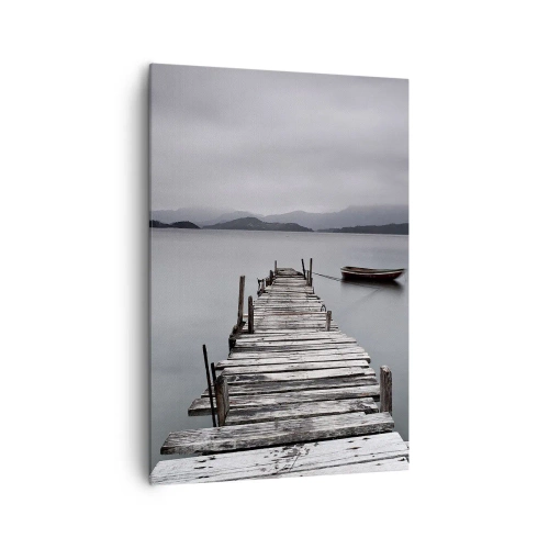 Quadro su tela - Stampe su Tela - Un ponte di legno che conduce alla superficie calma del lago - 70x100cm - Domani puoi partire - Decorazione murale moderna per soggiorno e camera da letto ARTTOR