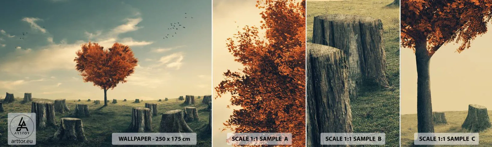 Campione Di Fotomurale Standard Eco - C'è sempre speranza - Astrazione, Paesaggio, Albero - 100x30 cm