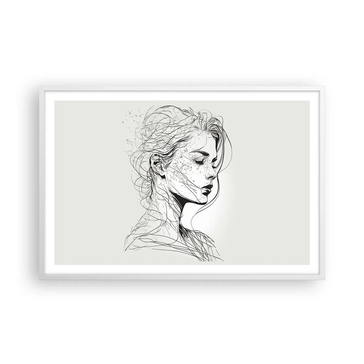 Poster in cornice bianca - Ritratto pensieroso - 91x61 cm