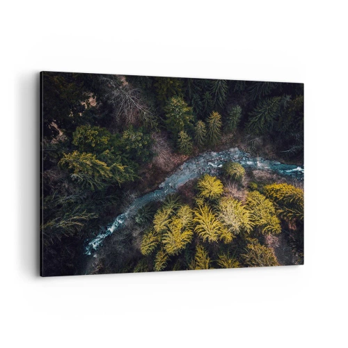 Quadro su tela - Stampe su Tela - Una vista dall'alto di una foresta con un fiume tortuoso - 120x80cm - Sempre più veloce - Decorazione murale moderna per soggiorno e camera da letto ARTTOR