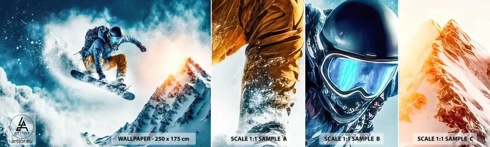 Campione di Fotomurale Adesivo Deluxe Sticker - Emozioni estreme - Snowboard, Sport, Inverno - 100x30 cm