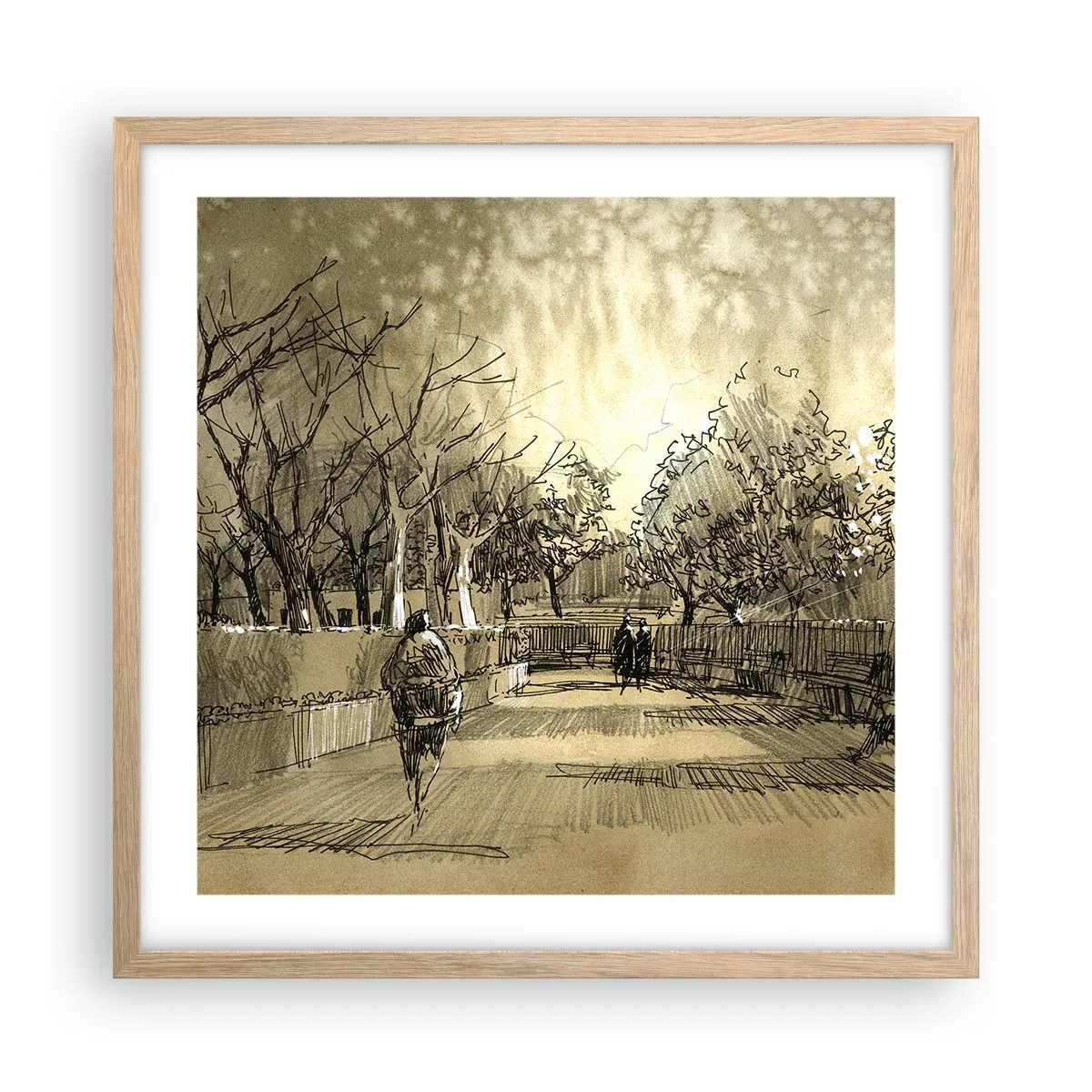 Poster in cornice rovere chiaro - Attimo fermato con la penna - 50x50 cm