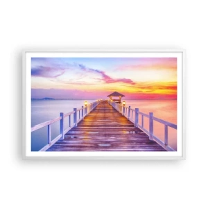 Poster in cornice bianca - Silenzio della sera in lilla e oro - 91x61 cm