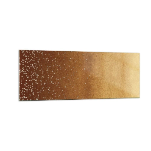 Quadro su vetro - Una sfumatura dorata con sottili riflessi e decorazioni - 140x50cm - La nascita della luce - Decorazione murale moderna per soggiorno e camera da letto ARTTOR