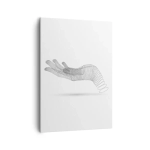 Quadro su tela - Stampe su Tela - Un'illustrazione minimalista di una mano composta da punti neri su sfondo bianco. - 50x70cm - Mano elastica - Decorazione murale moderna per soggiorno e camera da letto ARTTOR