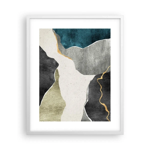 Poster in cornice bianca - Composizione mosaico con filo d'oro - 40x50 cm