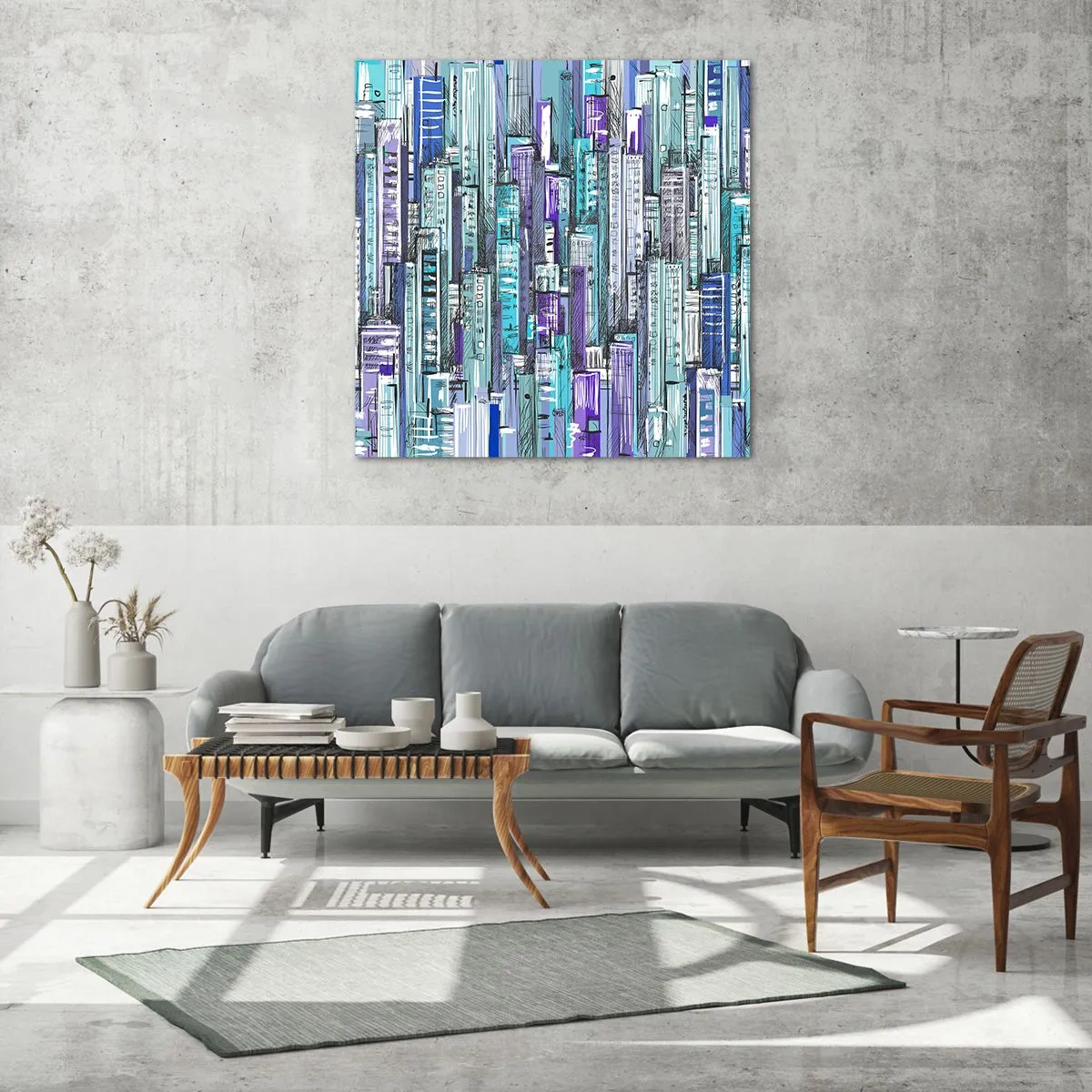 Quadro su vetro - Bluastri dal cielo - 30x30 cm