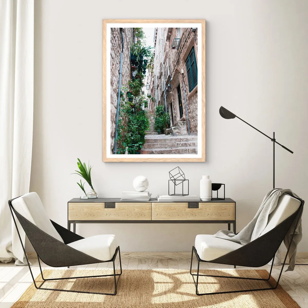 Poster in cornice rovere chiaro - Il fascino della città vecchia - 50x70 cm