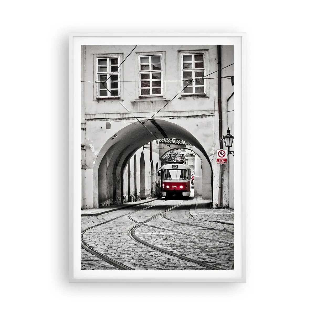 Poster in cornice bianca - Attraverso il labirinto cittadino - 70x100 cm