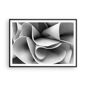 Poster in cornice nera - Dettagli in bianco e nero di forme astratte - 100x70cm - Avviene nello spazio - Decorazione murale moderna per soggiorno e camera da letto ARTTOR