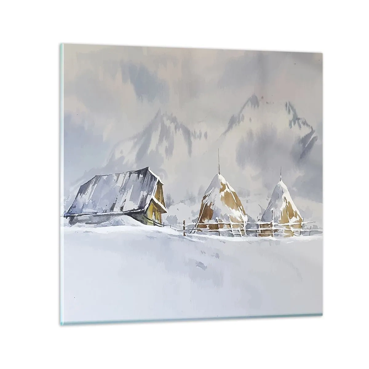 Quadro su vetro - Nella valle innevata - 30x30 cm