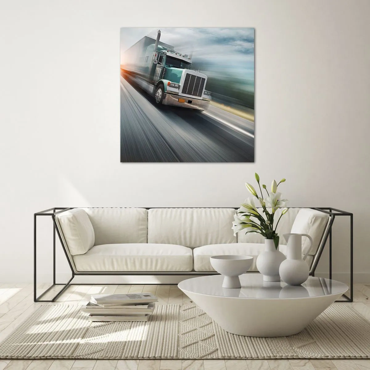 Quadro su vetro - Gigante americano in corsa - 50x50 cm
