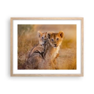 Poster in cornice rovere chiaro - Non disturbare! Giochiamo - 50x40 cm