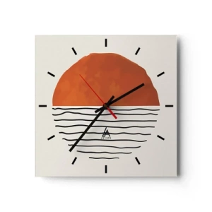 Orologio da parete - Orologio in Vetro - Un tramonto minimalista su linee ondulate - 30x30cm - Atmosfera giapponese - Decorazione murale moderna per soggiorno e camera da letto ARTTOR