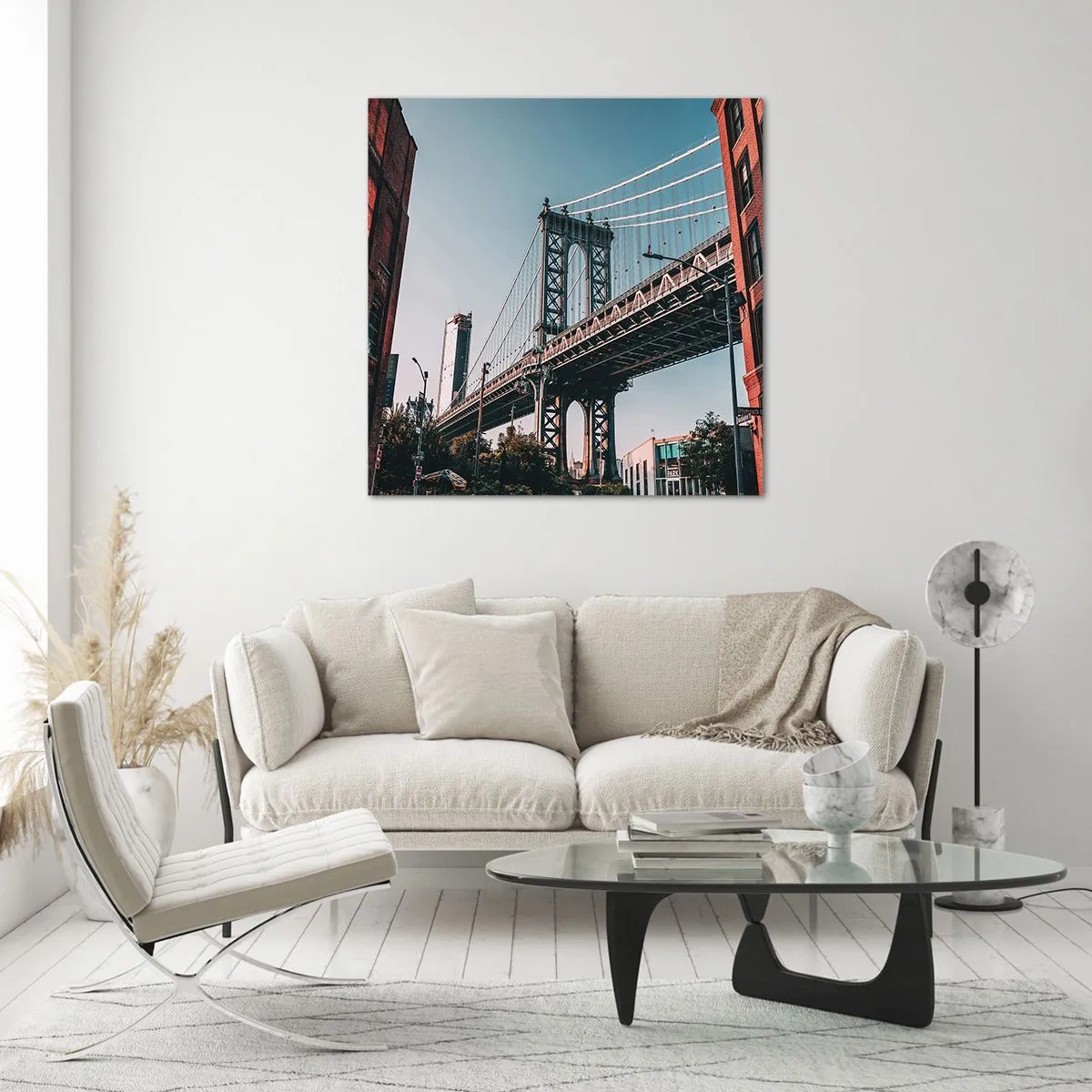 Quadro su vetro - Sopra le onde della città - 70x70 cm