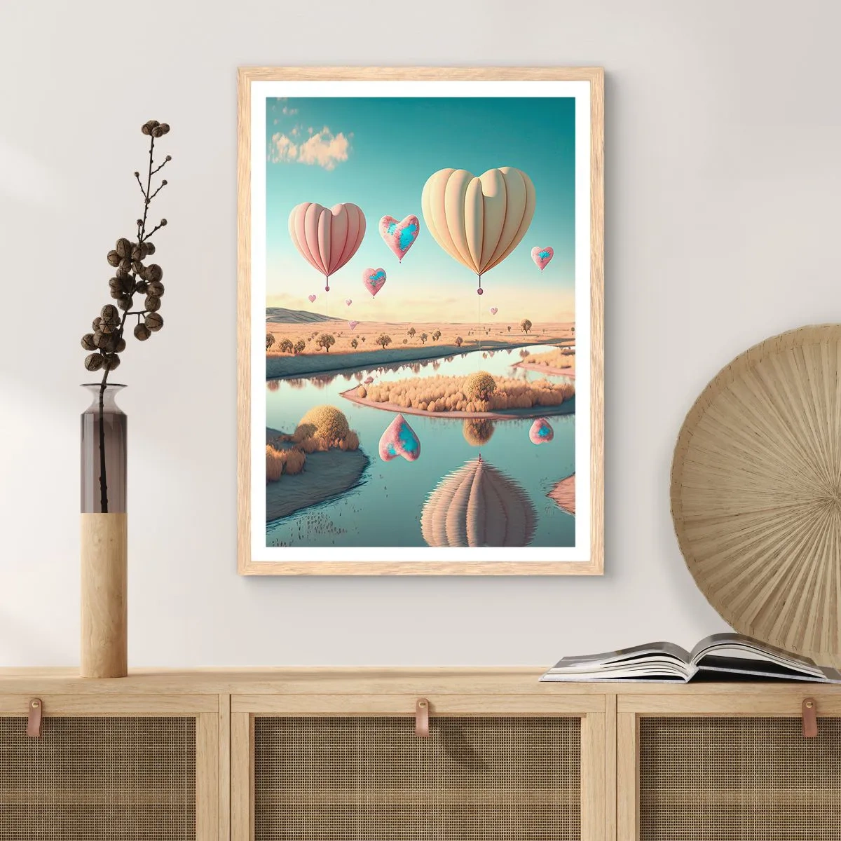 Poster in cornice rovere chiaro - L'amore permette di volare - 70x100 cm