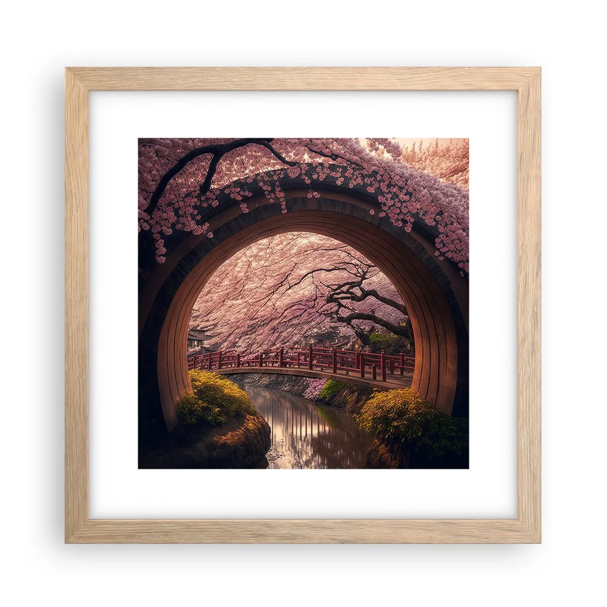 Poster in cornice rovere chiaro - Primavera giapponese - 30x30 cm
