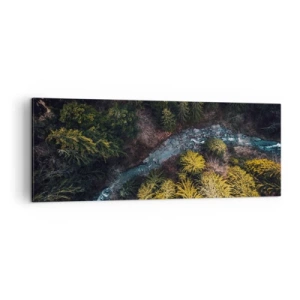 Quadro su tela - Stampe su Tela - Una vista dall'alto di una foresta con un fiume tortuoso - 140x50cm - Sempre più veloce - Decorazione murale moderna per soggiorno e camera da letto ARTTOR