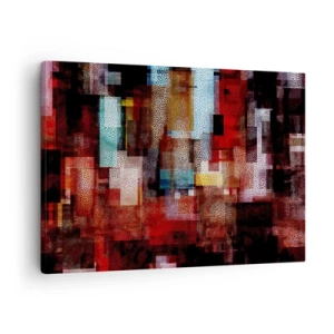 Quadro su tela - Stampe su Tela - Astrazione geometrica in intense tonalità di rosso - 70x50cm - Confusione aggrovigliata - Decorazione murale moderna per soggiorno e camera da letto ARTTOR