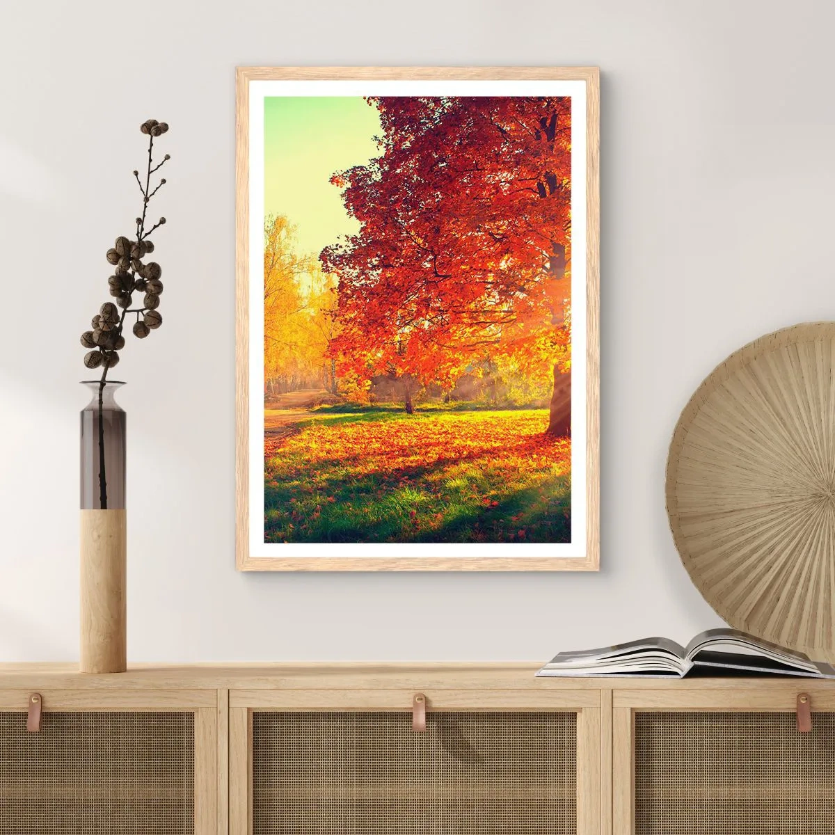 Poster in cornice rovere chiaro - Rosso è bello - 61x91 cm