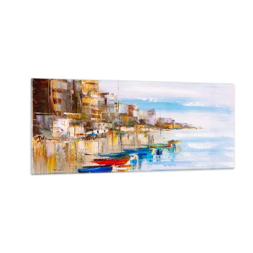 Quadro su vetro - Molo cittadino multicolore - 100x40 cm